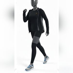 Aviator Nation  Black and Gray Leggings with Color-Block Panels